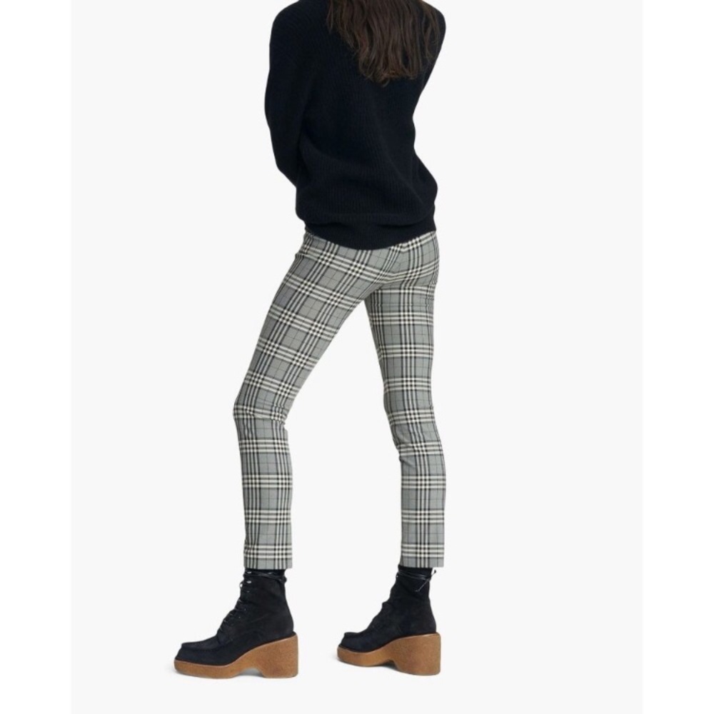 Rag & Bone Simone Gray Plaid Checkered Straight Leg Ankle Pants size 0 - Picture 4 of 10